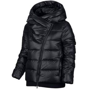 Nike Sportswear Down Filled Short Jacket Asymmetric Zipper  Black (Size Large)